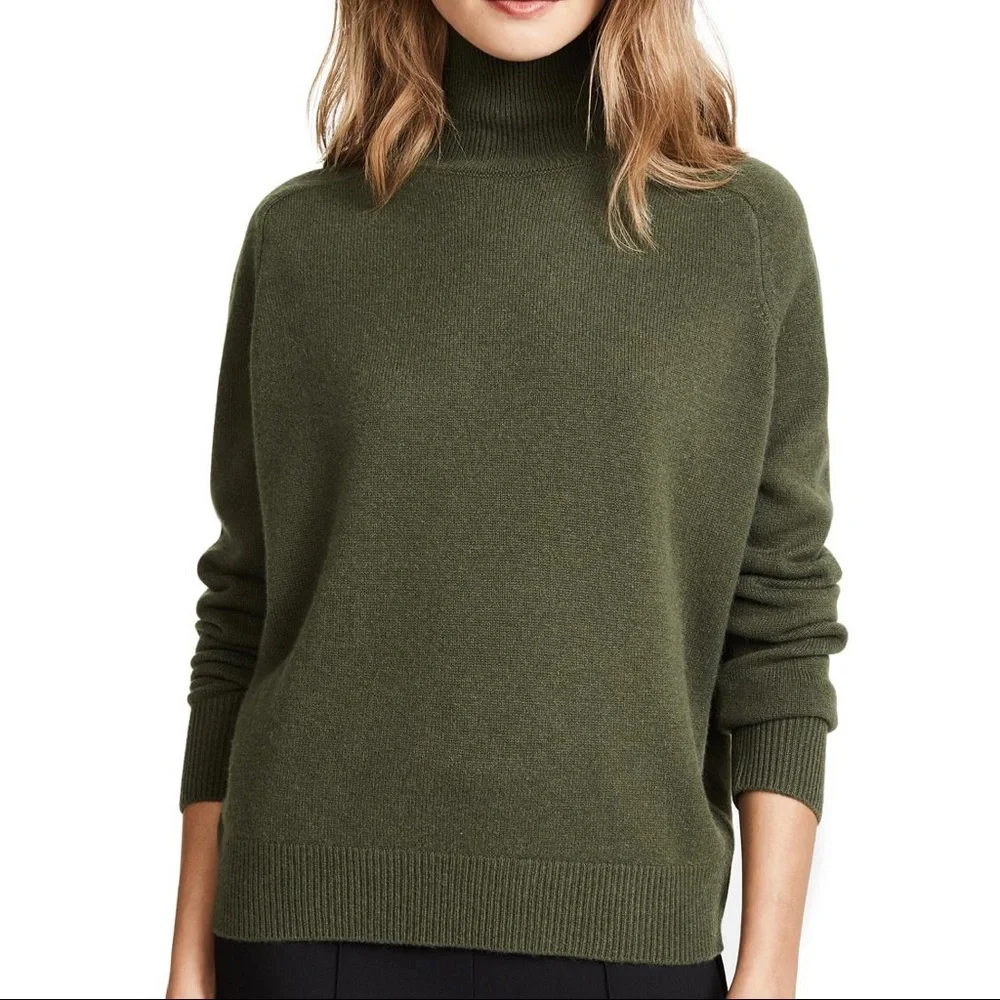 Vince Cashmere Turtleneck Sweater in Green